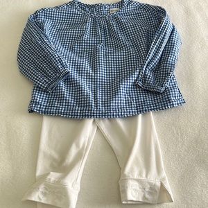 Gymboree blue and white check top/ white pants 2T